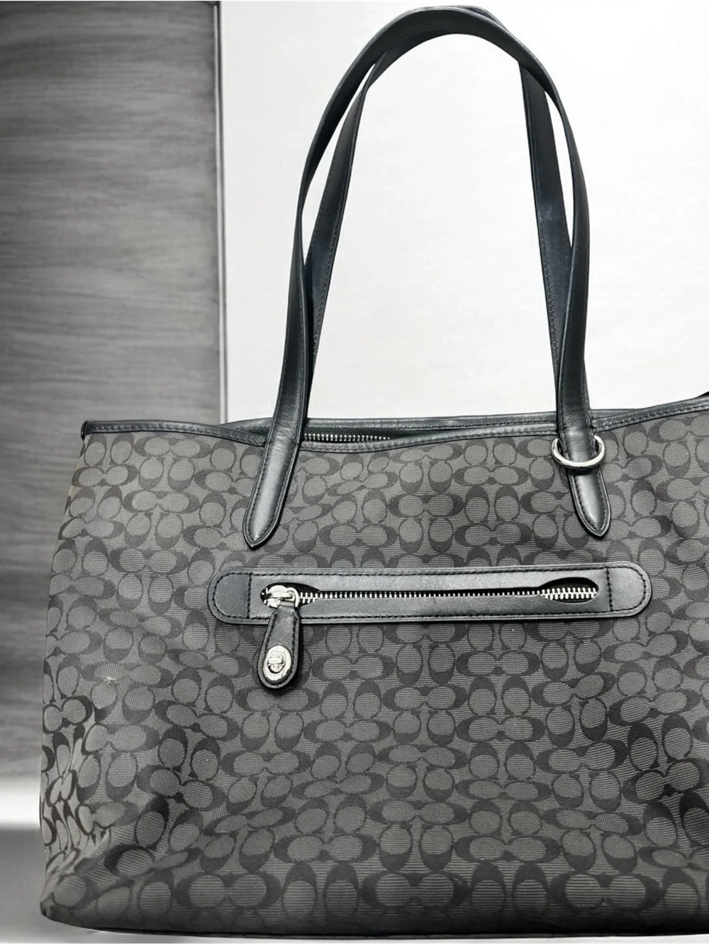 Coach 79579 Signature Jacquard Monogram Logo Black Silver